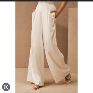 BHLDN Sau Lee Elsie Wide Leg Pants in Ivory (size 14)